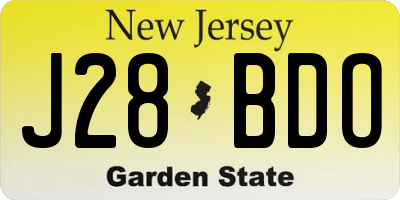 NJ license plate J28BDO