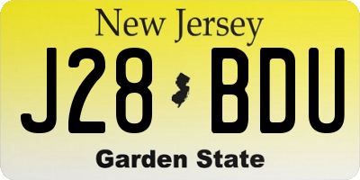 NJ license plate J28BDU
