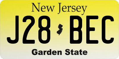 NJ license plate J28BEC