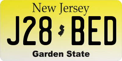 NJ license plate J28BED