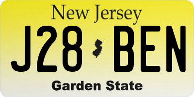 NJ license plate J28BEN