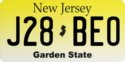 NJ license plate J28BEO