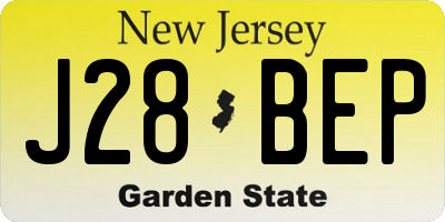 NJ license plate J28BEP