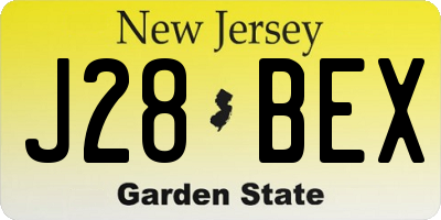 NJ license plate J28BEX
