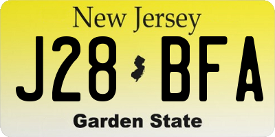 NJ license plate J28BFA