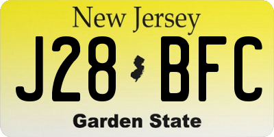 NJ license plate J28BFC