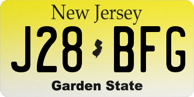 NJ license plate J28BFG