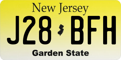 NJ license plate J28BFH