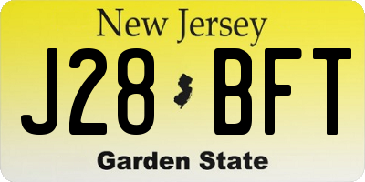 NJ license plate J28BFT