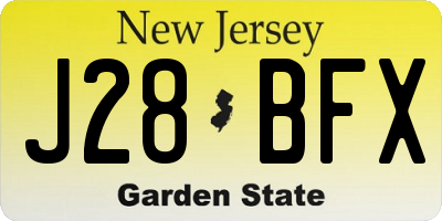 NJ license plate J28BFX