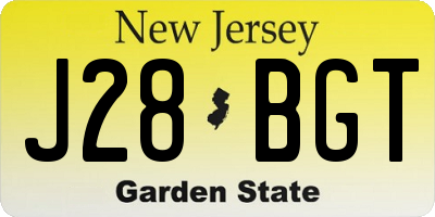 NJ license plate J28BGT
