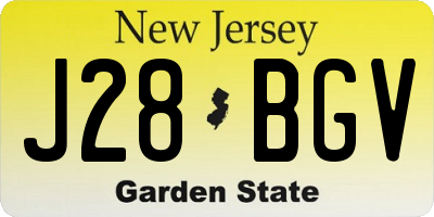 NJ license plate J28BGV