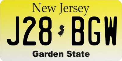 NJ license plate J28BGW