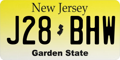 NJ license plate J28BHW
