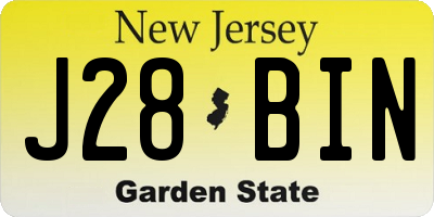 NJ license plate J28BIN
