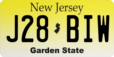 NJ license plate J28BIW