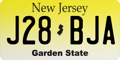 NJ license plate J28BJA
