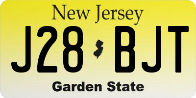 NJ license plate J28BJT