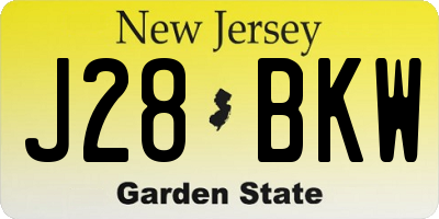 NJ license plate J28BKW