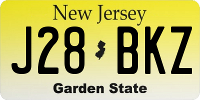 NJ license plate J28BKZ