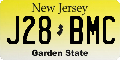 NJ license plate J28BMC