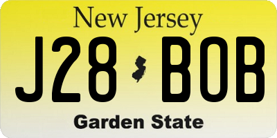 NJ license plate J28BOB