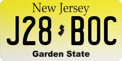 NJ license plate J28BOC