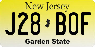 NJ license plate J28BOF