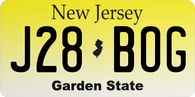 NJ license plate J28BOG
