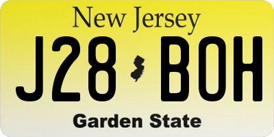 NJ license plate J28BOH