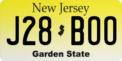 NJ license plate J28BOO