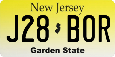 NJ license plate J28BOR