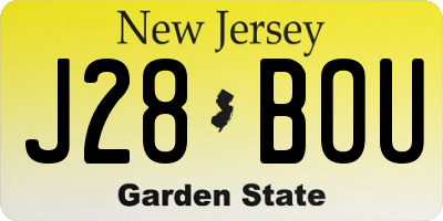 NJ license plate J28BOU