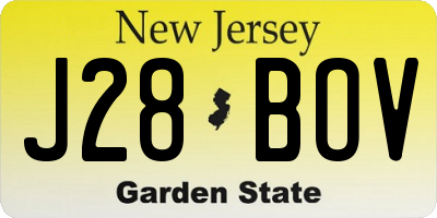 NJ license plate J28BOV