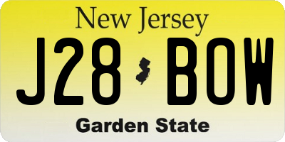 NJ license plate J28BOW