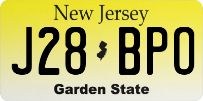 NJ license plate J28BPO