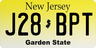 NJ license plate J28BPT