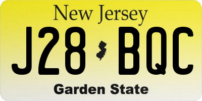 NJ license plate J28BQC