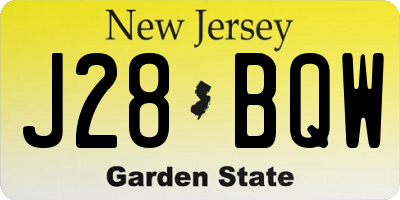 NJ license plate J28BQW