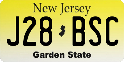 NJ license plate J28BSC