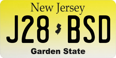 NJ license plate J28BSD