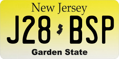 NJ license plate J28BSP