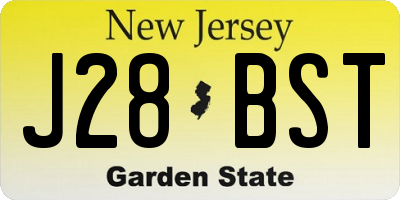 NJ license plate J28BST