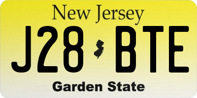 NJ license plate J28BTE