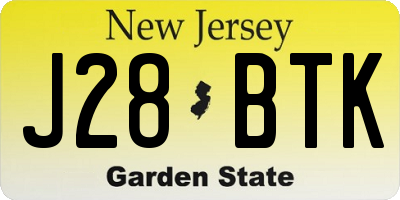 NJ license plate J28BTK
