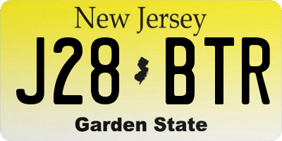 NJ license plate J28BTR