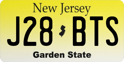 NJ license plate J28BTS