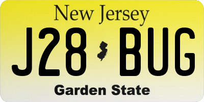 NJ license plate J28BUG