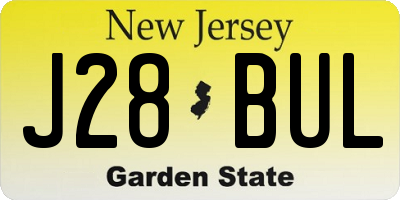 NJ license plate J28BUL