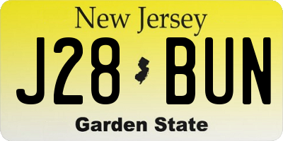 NJ license plate J28BUN